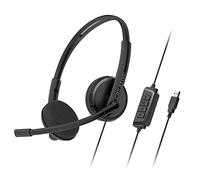 Creative HS-220 Cascos USB con micrófono de condensador con cancelación de ruido y botón de control remoto incorporado para silenciar el micrófono.