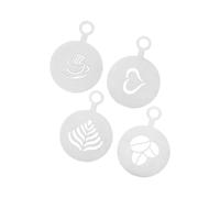 Creative - Juego de 4 moldes artísticos de acero inoxidable para espumar leche, accesorios profesionales de café para cafeterías y el hogar, juego de moldes de espuma de leche