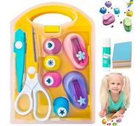 Creative Kids DIY Puncher Craft Set, Craft Scissors and Hole Punch Set, Craft Hole Punch Shapes Set for Kids, Shape Cutters for Crafts, Leaf, Butterfly, Star Heart Flower Puncher for Crafts (Ste-A)