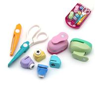 Creative Kids Diy Puncher Craft Set, Craft Scissors And Hole Punch Set, Crafts Hole Punch Multiple Style, Star Heart Flower Puncher Diy Projects (1Set)