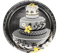 Creative la conversión de 8 Count Platos de Papel Chic Lámina de Tarta de Boda Banquete, 10,25 ", Gris/Amarillo