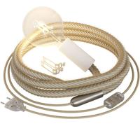 Creative Lámpara enchufable con cable de yute trenzado y detalles transparentes