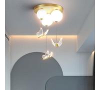 Creative LED Butterfly Ceiling Hanging Lamp Net Red Pink Princess Chandelier for 's Room, Bedroom, and Living Room(Gold,Warm Light)
