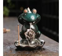 Creative Lotus Frog Ceramic Incense Burner Home Decoration Three Not Waterfall Backflow Incense Holder Aroma Censer Crafts (Not Watch) (Not Listen)