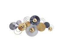 Creative Modern Metal Wall Art Decor, Round Attached Circles, 3D Bas Relief Sculpture, Hanging Loops on Back, for Home Office Bedroom Living Room Decoration, 122x56cm/48x22Inch