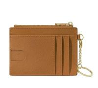 Creative Monogramm Multi Card Slots Women's Simple Mini Bag Storage Portable Cute Keychain Coin Holder Wallet(Brown)