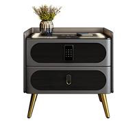 Creative Nightstands, Smart Bedside Table with Wireless Charging, Combination Lock, Touch LED Light, Modern End Side Table with 2 drawer for Bedrooms Home College Dormitory ( Size : 40X40X50cm )