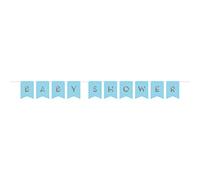 Creative Party 346392 Pancarta de Cinta Baby Shower, Azul y Plateado, 1 Unidad, Papel, Varios Colores