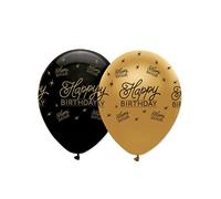 Creative Party RB292 - Globos de cumpleaños (6 unidades), color negro y dorado