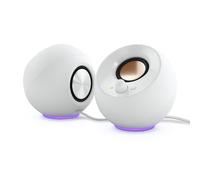 Creative Pebble SE Altavoces para PC Minimalistas 2.0 alimentados por USB-C con iluminación RGB, Entrada Auxiliar de 3,5 mm, Potencia RMS de hasta 4,4 W para Ordenadores y portátiles (Blanco)