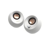 CREATIVE Pebble V3 Altavoces de Escritorio Minimalistas 2.0 Con Audio USB-C, Mejora de Diálogo Claro, Bluetooth 5.0, 8 W RMS (Máx. 16 W), Convertidor USB-A Incluido (Blanco)