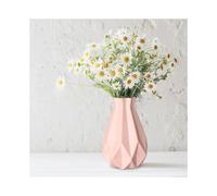 Creative Plastic Vase, Living Room Ornaments,creative Flower Arrangement, Pink Geometric Desktop Decorative Vase Pink(21x14)