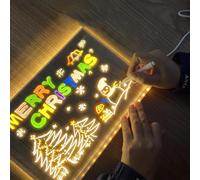 Creative Rewritable Acrylic LED Message Board, Led Writing Board for Kids, Led Note Board with Colors for Kids, Creative Rewritable Acrylic Message Board Come with 7 Pens (5.9 * 5.9in/15 * 15cm)