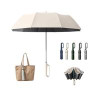 Creative Ring Buckle Windproof Reinforced Umbrella, Portable Automatic Folding Travel Umbrella with Carabiner Handle, UPF 50+ Sun & Rain Protection for Commuting and Daily Use (A,Diameter 125 cm)