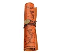 Creative Roll Up Leather Pencil Pirate Treasure Map Pattern Pen Case Makeup Brushes Holder for School Work Office H8WD(4)