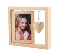 Creative Rotating Photo Frame 4x6 Inch Double-Sided Display for Couples & Parents Gift for Anniversary, Wedding or Family Anniversary Memorial Decor (6-inch wood finish) (3#)