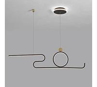 Creative S-Shaped Linear Pendant Light with Ring Decorative Lighting Fixture, 55W LED Dining Room Hanging Lamp, Kitchen Island Long Metal Suspension Lights, Chandeliers