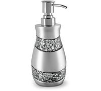 Creative Scents Silver Mosaic - Dispensador de jabón líquido para baño, dispensador de loción Decorativo, dispensador de jabón de encimera Brillante para jabón líquido y loción con Bomba de Metal