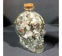 Creative Skull Forma Botella de cristal Natural Circlado Cristal Piedra Rosa Rosa Red Agate Energía Poderosa estatua Decoración del hogar Regalo-Cristal mixto_PC 1