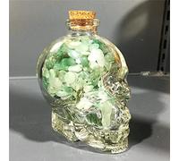 Creative Skull Forma Botella de cristal Natural Circlado Cristal Piedra Rosa Rosa Red Agate Energía Poderosa estatua Decoración del hogar Regalo-Dongling Jade_PC 1