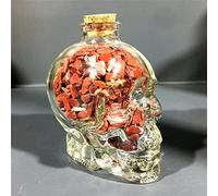 Creative Skull Forma Botella de cristal Natural Circlado Cristal Piedra Rosa Rosa Red Agate Energía Poderosa estatua Decoración del hogar Regalo-Cristal rojo_PC 1