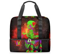 Creative Skull Galaxy Space Sports Duffle Bag for Women Men Boys Kirls Galaxy Weekend Overnight Bags Wet Seperated 21L Tote Bag for Travel Gym Yoga, color, 21L, Organizador de bolsas
