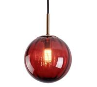 Creative Spherical Glass Pendant Lamp, G9 Source Ceiling Light Fixtures, Nordic Industrial Style Chandelier, Living Room Bedroom Bar Decoration Hanging Light(Red)