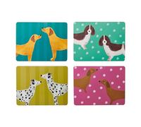Creative Tops Juego de 4 manteles Individuales rectangulares con Estampado de Perros, con Reverso de Corcho, Resistentes al Calor y a Las Manchas, Protectores de Superficie hasta 120 °C