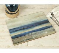 CREATIVE TOPS Juego de 4 salvamanteles Individuales Grandes con Vista al océano, Madera, Azul, Large Placemats, 4