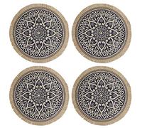 Creative Tops Juego de 4 Salvamanteles Redondos de Arpillera con Diseño de Mandala 41cm Azul