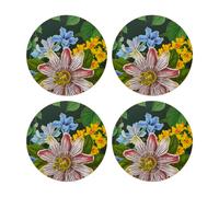 Creative tops posavasos redondo con 4 flores tropicales, 12 x 12 x 2 c