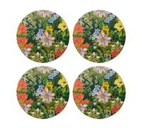 Creative Tops Tropical Floral Set de 4 manteles Individuales Redondos. Parte Posterior de Corcho Estampada. Resistente al Calor. Protector de Superficies Resistente a Las Manchas hasta 120 °C.