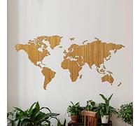 Creative Use of Technology Mapamundi de madera - Bambú - ExtraGrande (185 x 92 cm) - Decoración del hogar - Decoración de paredes - Arte de pared de madera - Mapamundi de madera
