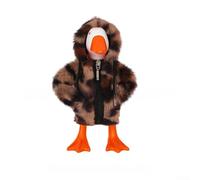 Creative Wear - Ganso de escritorio de 7 pulgadas con capucha blanca y cremallera frontal para traer un elemento alegre a la organización del escritorio (marrón oscuro)