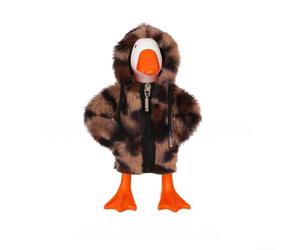 Creative Wear - Ganso de escritorio de 7 pulgadas con capucha blanca y cremallera frontal para traer un elemento alegre a la organización del escritorio (marrón oscuro)