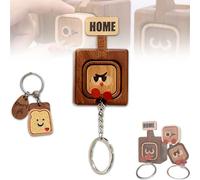 Creative Wooden Key Hooks with Funny Facial Expressions - Functional & Stylish Key, 2026 New Cute Wooden Keychain Hooks with Cute HOME/OUT Design, for Office Home Decor (C)