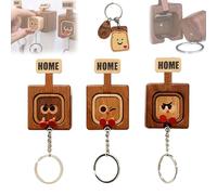 Creative Wooden Key Hooks with Funny Facial Expressions - Functional & Stylish Key, 2026 New Cute Wooden Keychain Hooks with Cute HOME/OUT Design, for Office Home Decor (Mix)