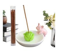 Creatives Incense Holder, Animal Cabbage Resin, Decorative Burning Sculpture, Adorable Relaxing Home Accent, Stable Heat Resistant Holding Function, Accessories for Bedroom Yoga Room Meditation Readin