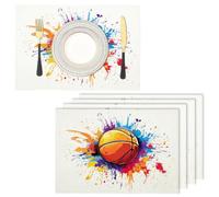 Creatividad Manteles Individuales - Juego de 6 fútbol Americano Lavables Algodón Lino Salvamanteles Individuales para Cocina, Hogar, Restaurante