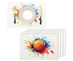 Creatividad Manteles Individuales - Juego de 6 fútbol Americano Lavables Algodón Lino Salvamanteles Individuales para Cocina, Hogar, Restaurante