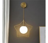 Creatividad nórdica estrella dorada de la pared de la noche, dormitorio minimalista Luz de pared de vidrio blanco lácteo, lámpara de pared de metal de cobre moderna de mediados de siglo, decoración