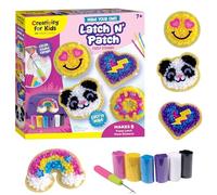 Creatividad para los niños haz tu propio juego de pegatinas peludas con cierre N ' Parche | Montar, recortar y decorar 5 parches de hilo de bricolaje | Artesanía de gancho de trinquete sin tubos |