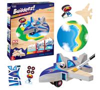 Creatividad para niρos Buildeez! Juego de modelos de madera fαcil: Jet Plane Ace - Kit STEM de aviσn, manualidades para niρos, actividades y rega