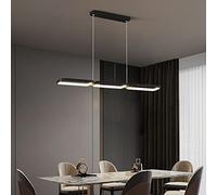 Creativity Linear Dimmable LED Pendant Light Aluminum Hanging Fixture in Matte Black Finish Living Room Chandelier with Adjustable Cord