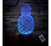 Creativo 3D Piña Luz de Noche Control Remoto 16 Colores que Cambian USB Poder Touch Switch Ilusión óptica Decor Lámpara LED Mesa Lámpara Niños Juguetes Cumpleaños Navidad Regalo