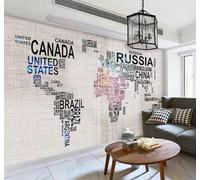 Creativo Abstracto Letras Mapa Del Mundo Personalizado 3D Papel Pintado Pared Fácil Instalación Oficina Sala Estar Sofá Dormitorio TV Fondos Decoración-150cm×105cm
