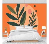 Creativo Amarillo Anaranjado Plantas Hojas Arte 3D Papel Pintado Pared Fácil Instalación Oficina Sala Estar Sofá Dormitorio TV Fondos Decoración-200cm×140cm