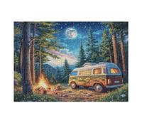 Creativo Autocaravana Bosque Hoguera Acampada Vida Relajada Rural Salvaje Puzzle 300 Piezas para Adultos Divertido Atractivo Y Cautivador Ocio Y Entretenimiento 300 PCS（40x28cm）