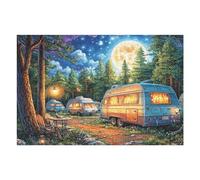 Creativo Autocaravana Bosque Luz Nocturna Acampada Vida Relajada Rural Salvaje Puzzle 1000 Piezas para Adultos Divertido Cautivador Y Relajante Pasatiempos Y Ocio 1000 PCS（75x50cm）