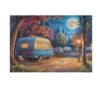 Creativo Autocaravana Bosque Luz Nocturna Acampada Vida Relajada Rural Salvaje Puzzle 300 Piezas para Adultos Atractivo Divertido Y Estimulante Pasatiempos 300 PCS（40x28cm）